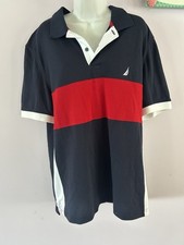 MEN  S LARGE NAUTICA CLASSIC FIT COLORBLOCK LOGO POLO SUMMER WICKING NWOT