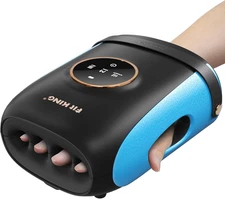 FIT KING Cordless Hand Massager with Compression & Heating, Fingers Wrap Blue
