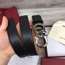 Salvatore Ferragamo Gancini Leather Belt Buckle NEW