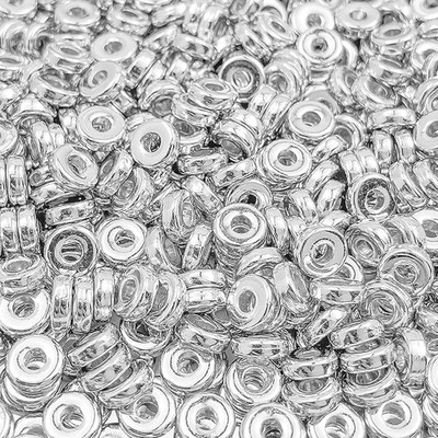 Amaney 1000Pcs 6Mm Silver Flat round Spacer Beads Disc Loose Jewelry Making Bead