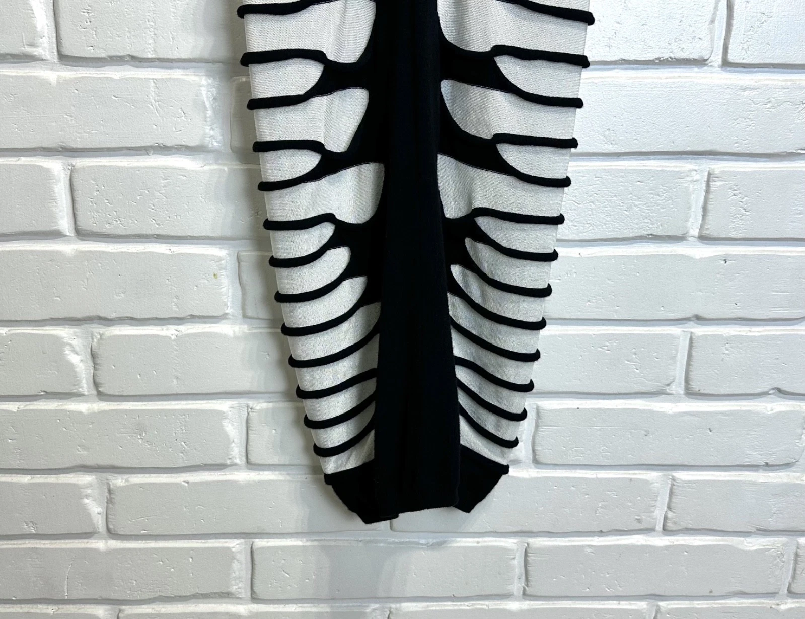 Abito bodycon Alexander McQUEEN MCQ Knitt look cutot taglia Small nero bianco