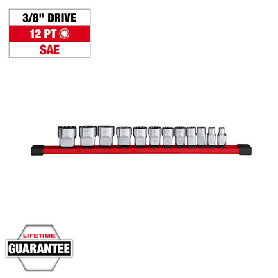 Milwaukee Tool 12pc 3/8 inch Drive 12-Point SAE Sockel Set 48-22-9420