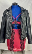 Adore Me Red  Black Lace Chemise Sheer Mesh Slip Lingerie XL Romantic Vamp Goth