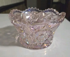 Mosser Finger Bowl ~ Pink Rose Carnival Glass~ Star Pattern~SPECIAL 