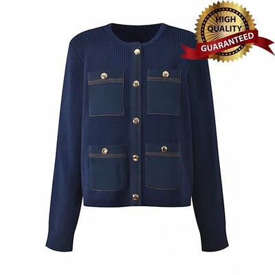   AUTHENTIC France Sandro Women Round Neck Knit Sweater Cardigan Coat Tops SML