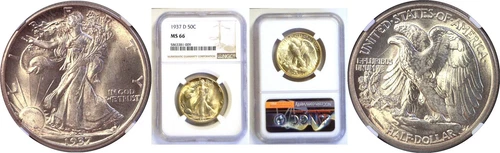 1937-D 50C Walking Liberty Half Dollar NGC MS-66