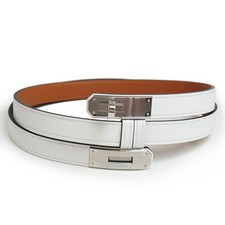 HERMES Kelly 18 Belt Epsom calfskin, Blanc White