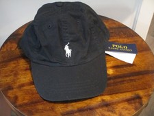 POLO RALPH LAUREN EMBROIDERED PONY LOGO BLACK TWILL BALL CAP HAT NEW