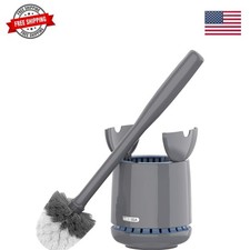 Toilet Bowl Brush and Holder, Sturdy Long Handle, Gray, 1 Pack Automatic li...