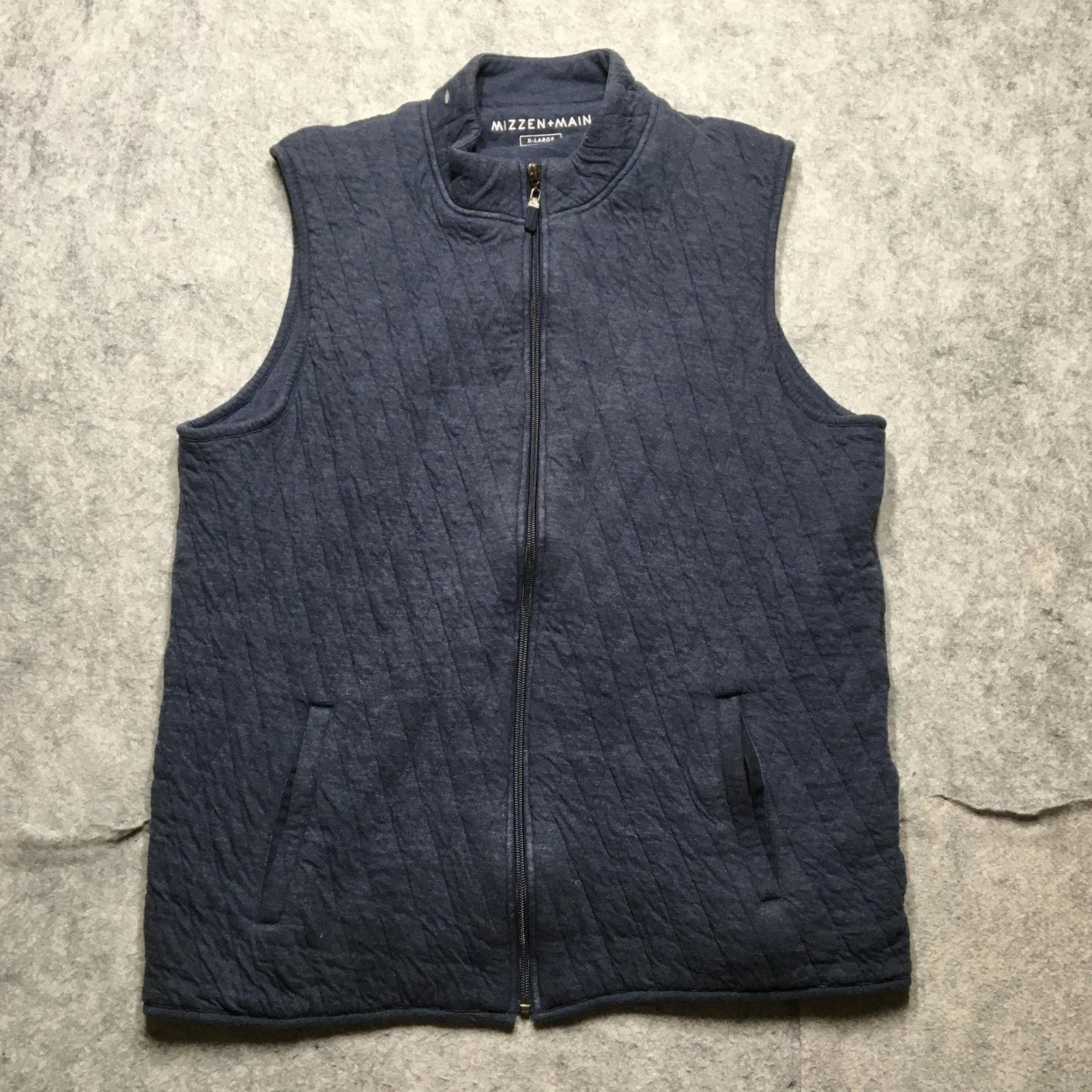 Mizzen+Main Vest Mens XL Blue Quilted FZ Lightweight Casual Outdoor Hendricks