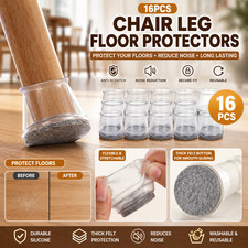 16 PCS Silicone Chair Leg Floor Protectors Felt Furniture Pads Anti Scratch Non