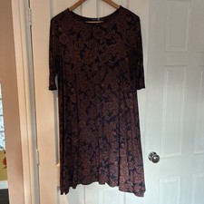 Boohoo Blue/Brown Flared Dress Size 16