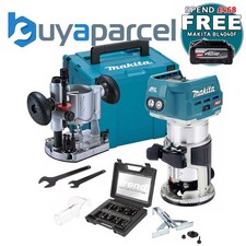 Makita RT001GZ20 40v XGT Brushless Cordless 1/4" Router + Plunge Base +12P Trend