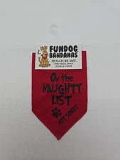 Fundog Bandanas Naughty List Red Doggy Scarf Small Dogs Under 20lbs.#36773