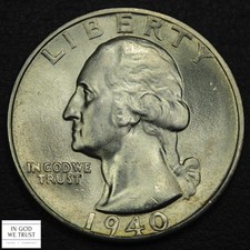 1940 S/S RPM Repunched Mintmark George Washington Silver Quarter 25C (MS BU)