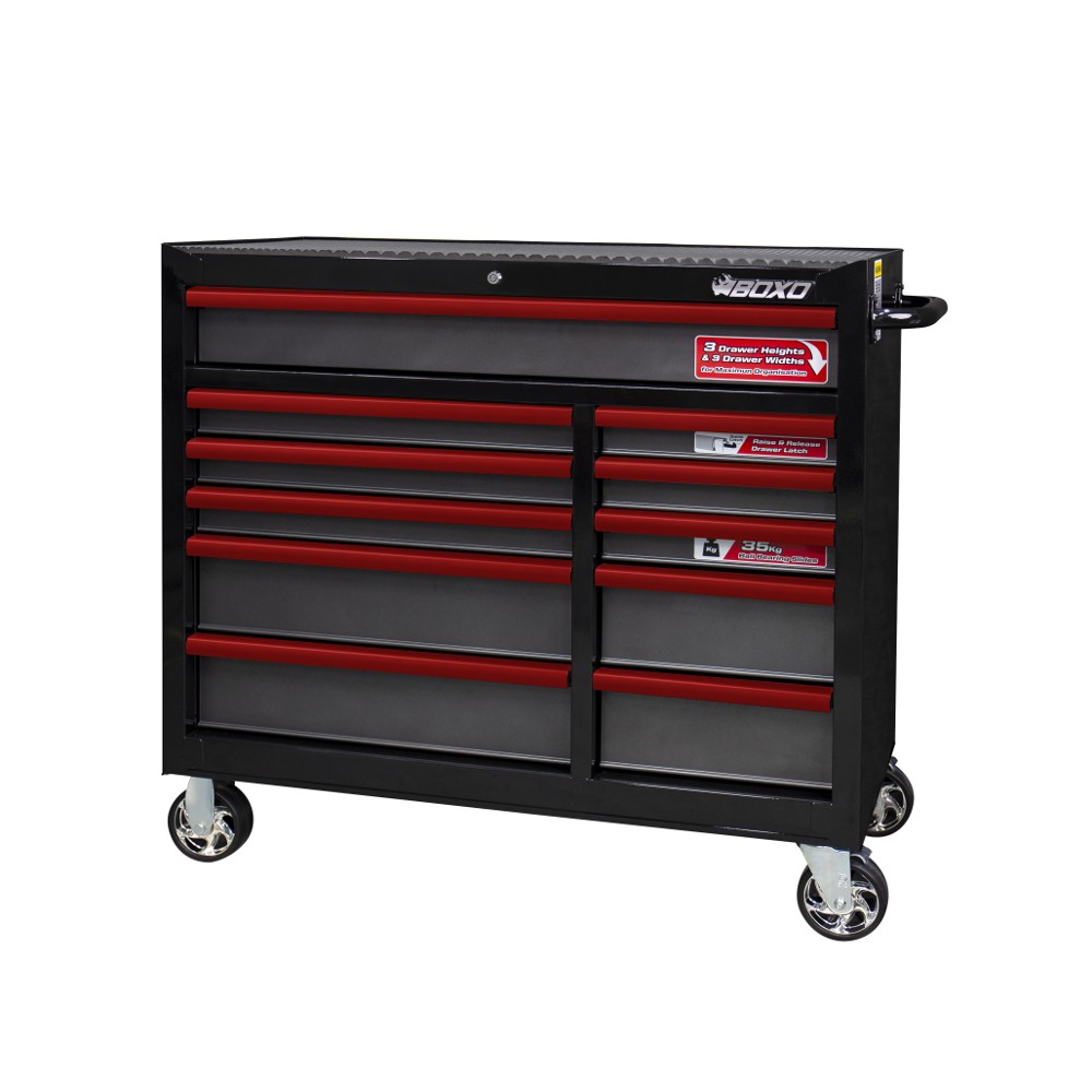 Roll Cab 41"" 11 Drawer Black - choice of trim colour BOXO KIT-TB41ROLL-BK