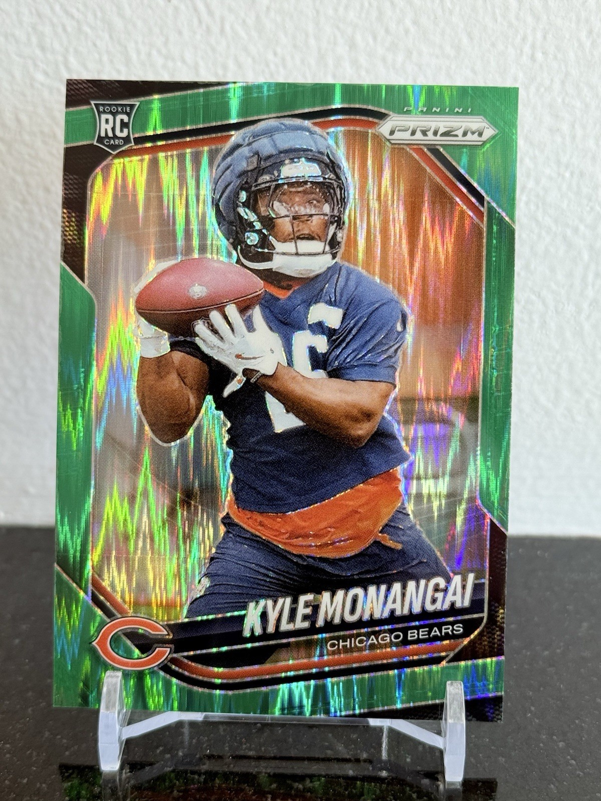 2025 Panini Prizm Kyle Monangai RC #348 Green Flash Chicago Bears