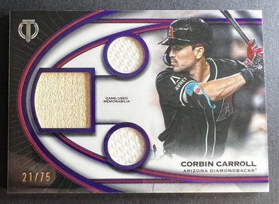 Corbin Carroll 2026 Topps Tribute Triple Relic Bat Jersey 44/75 Diamondbacks MLB