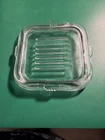 LID ONLY Vtg Clear Federal Glass Depression Square Ribbed Refrigerator Dish 4+”
