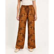 Laura Ashley x Urban Outfitters Wide Leg Pants XS Brown Paisley 70s Boho