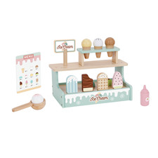 Wooden Ice Cream Shop Playset for Kids Pretend Dessert Stand Toy with Accessorie