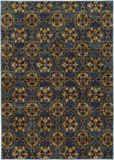 Blue Geometric Linked Garland Petals Flroal Area Rug 6883C - Aprx 3' 3" x 5' 2"