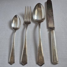 1881 Rogers A1 Silverplate Essex-Ferncliff Flatware Fork Knife Spoon Monogram