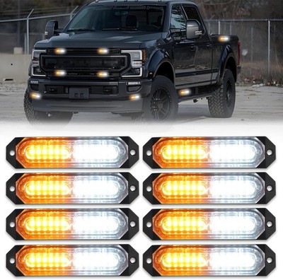 Upgraded 8 PCS [SUPER BRIGHT] 12-LED Sync Feature Amber & White Lights 