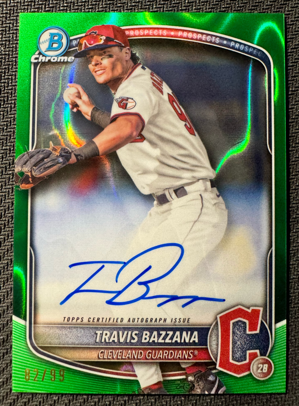 Travis Bazzana 2025 Bowman Chrome Prospect Auto Green Lava /99 CPA-TB