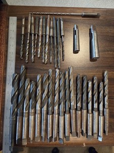Lot of (29) HSS Drill Bits Morse Taper 2 MT2 MT1 w adapters USA Various Makes