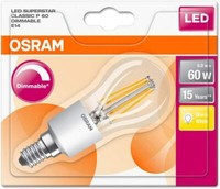 Osram Led Superstar Classic P 60 6W Dimmbar Warmweiß Filament Klar E14 Tropfen