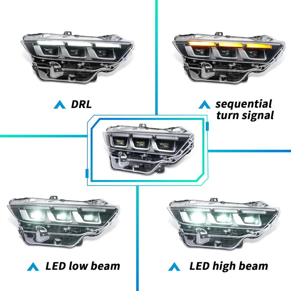 Passenger Side Headlight for 2024-up Ford Mustang,Update OE Style,Chrome Inner - Image 2 of 4