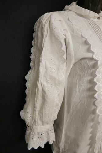 Gr.36 Trachtenbluse weiß Bluse für Dirndl Alphorn mit Spitze Stickerei TB10127 - Bild 3 von 4