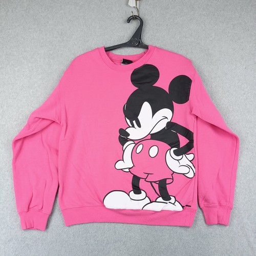 Disney Sweater Womens Medium Pink MIckey Mouse Mega Print Sweatshirt  CrewNeck | eBay