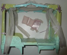 Barbie Thron Himmelbett klappbar alt retro vintage Bett blau mit Sound,Melodie