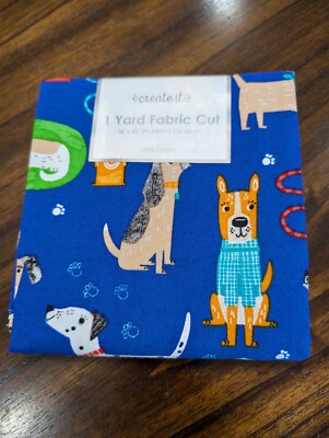 NEW Create It  1 Yard Precut - Dog Pals 100% Cotton Quilt Fabric 
