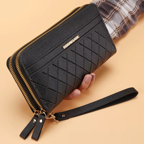 New women's long wallet Korean style simple double zipper coin purse multi-card - Bild 14 von 16
