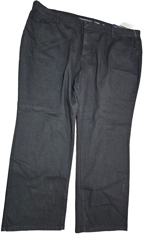 Pantalones de mezclilla negros rectos Avenue nuevos con etiquetas elásticos para mujer talla 30 promedio (54x30) Foto 2 de 4