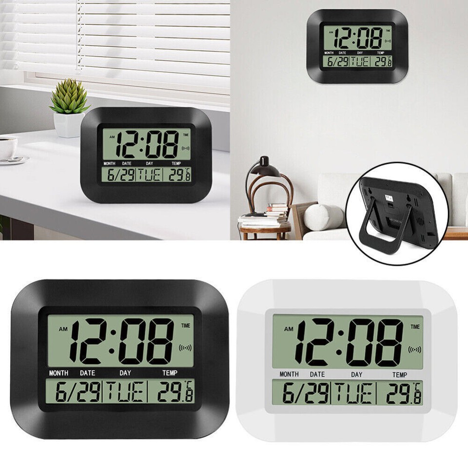 Digital Wall Clock Silent Alarm Clock Time Date Display for Office Desk