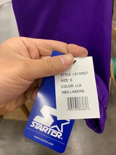 NEW Lakers Starter Hooded Half Zip Pull Over Jacket White - Small NWT - Foto 10 di 12