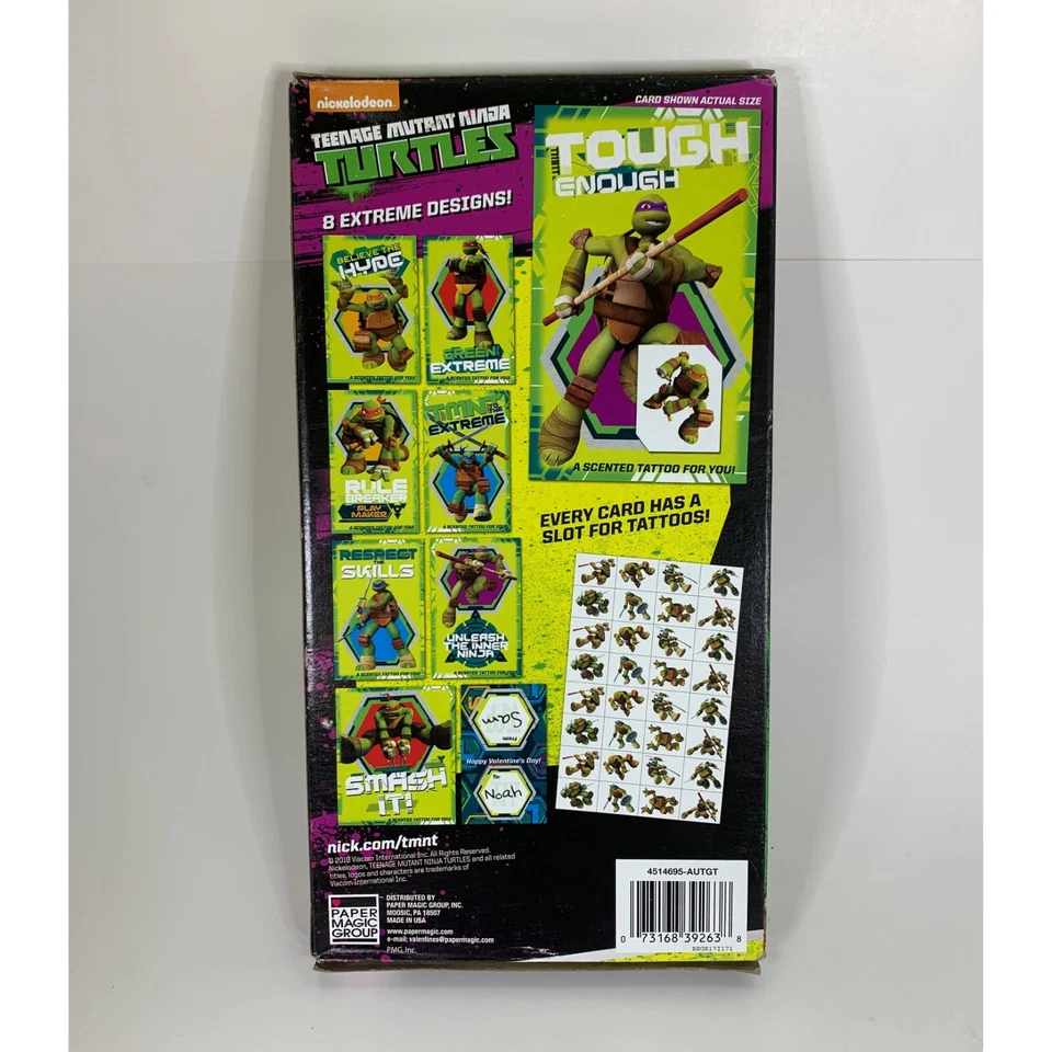 32 Ct Exchange Ninja Turtles Valentines Classroom Scented Tattoos Nickelodeon - Image 4 of 4