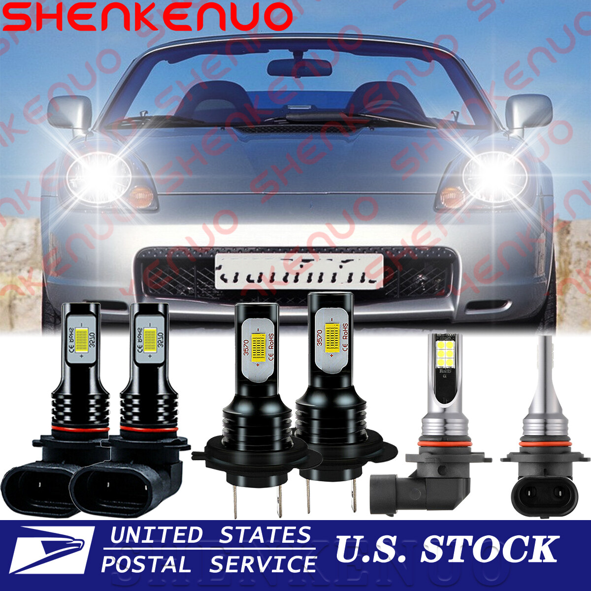 For Toyota MR2 Spyder 2003-2005 9005 H7 Headlight 9006 Fog Light LED ...