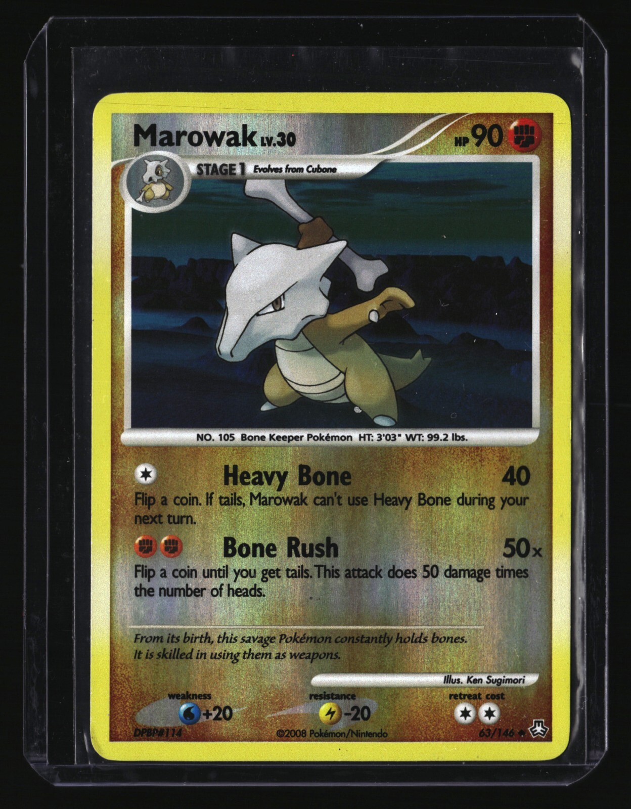 Pokemon MAROWAK 63/146 Reverse Holo (2008 Legends Awakened) LP/Light Play