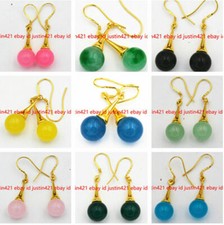 Beautiful Natural Multi-color Gemstone 925 Silver Gold-plated/Dangle Earrings