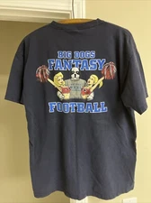 Vintage Big Dogs Fantasy Football Shirt Big dog With Cheerleaders Size Large