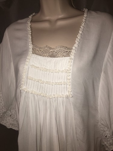 Womens Loose Super Soft Altar’d State White/cream Blouse Top Sz L Wide Sleeve - Picture 3 of 9