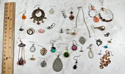 Lot Of 35 Single Earrings - Craft or Resell - Some Vintage
