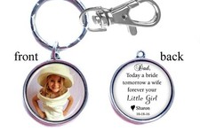 Personalized Photo Wedding Keychain Double-Sided 2 sides Gifts Father of Bride