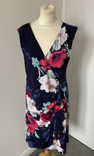 Womens Coast Blue Floral Ruched Dress UK 16