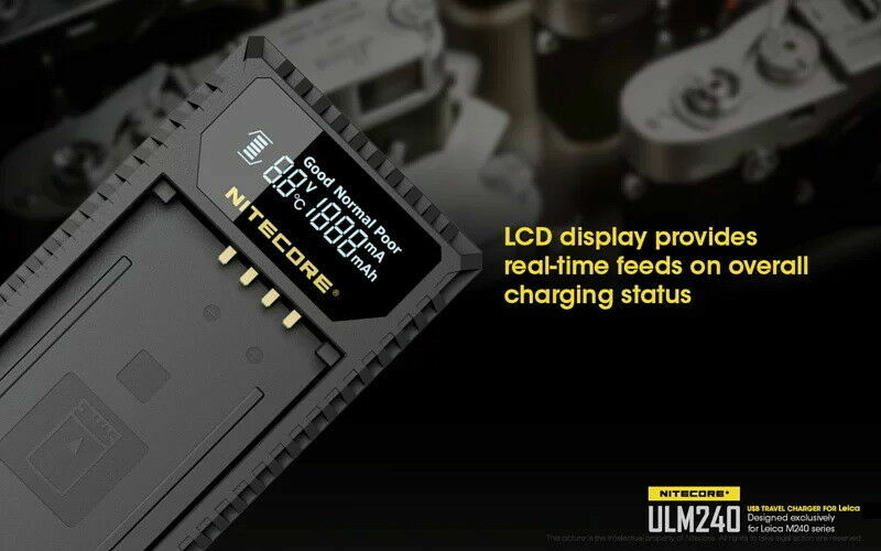 Nitecore ULM240 USB Battery Charger for Leica BP-SCL2 Batteries